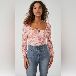 NWT Free People Pink Hillary Long Sleeve Top